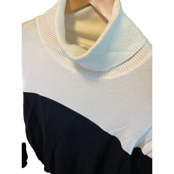 Women's Black and White Turtleneck Sweater - Picture 4 of 10